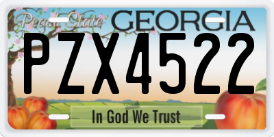 GA license plate PZX4522