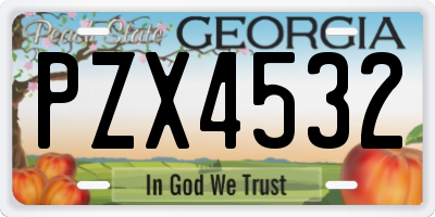 GA license plate PZX4532