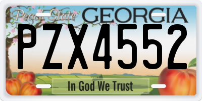 GA license plate PZX4552