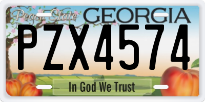 GA license plate PZX4574