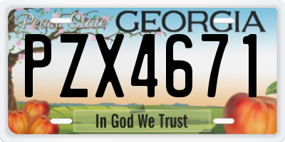 GA license plate PZX4671