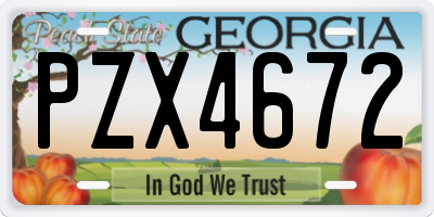 GA license plate PZX4672