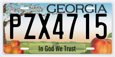 GA license plate PZX4715