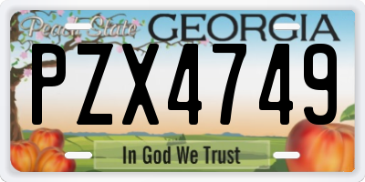 GA license plate PZX4749