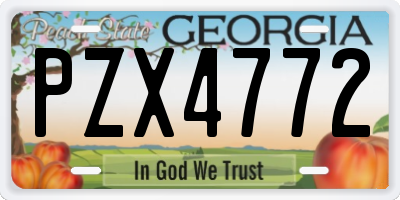 GA license plate PZX4772