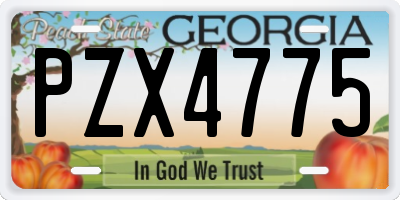 GA license plate PZX4775