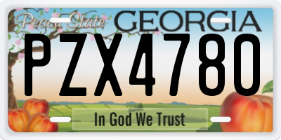 GA license plate PZX4780