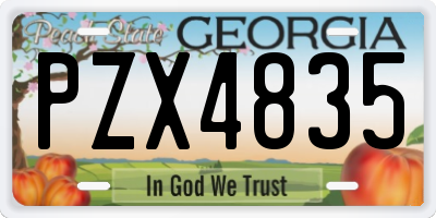 GA license plate PZX4835