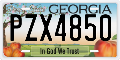 GA license plate PZX4850