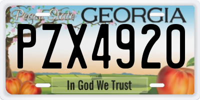 GA license plate PZX4920