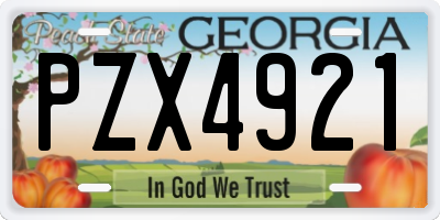 GA license plate PZX4921