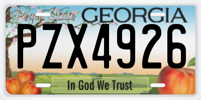 GA license plate PZX4926