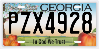 GA license plate PZX4928