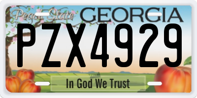 GA license plate PZX4929
