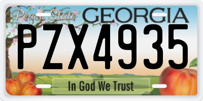 GA license plate PZX4935