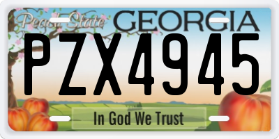 GA license plate PZX4945