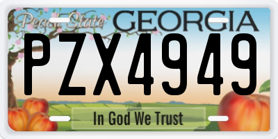 GA license plate PZX4949