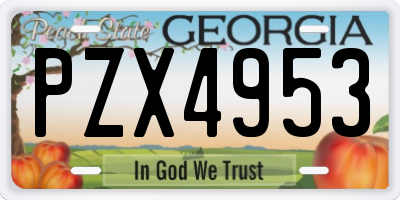 GA license plate PZX4953
