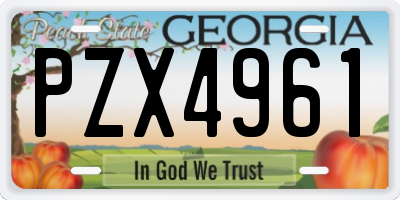 GA license plate PZX4961