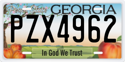 GA license plate PZX4962