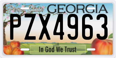 GA license plate PZX4963
