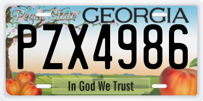 GA license plate PZX4986