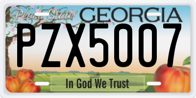 GA license plate PZX5007