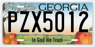 GA license plate PZX5012