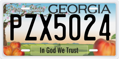 GA license plate PZX5024