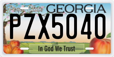 GA license plate PZX5040