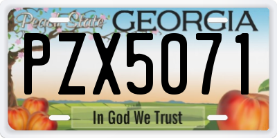 GA license plate PZX5071