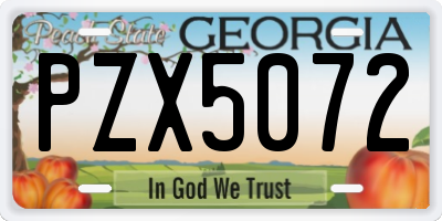 GA license plate PZX5072