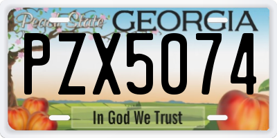 GA license plate PZX5074