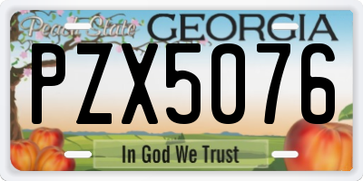 GA license plate PZX5076