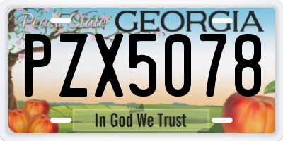 GA license plate PZX5078