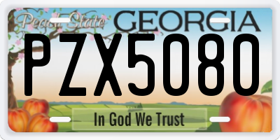 GA license plate PZX5080