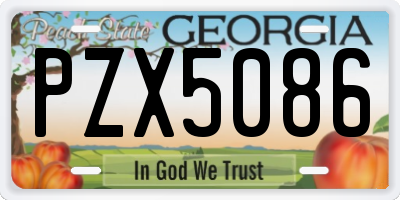 GA license plate PZX5086