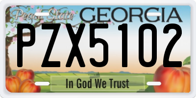 GA license plate PZX5102