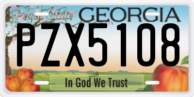 GA license plate PZX5108