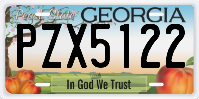 GA license plate PZX5122