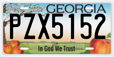GA license plate PZX5152
