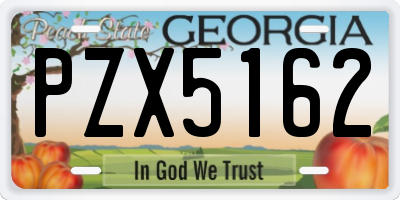 GA license plate PZX5162