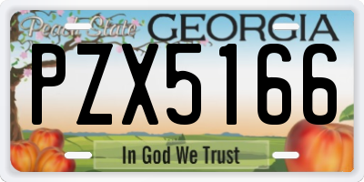 GA license plate PZX5166