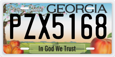 GA license plate PZX5168