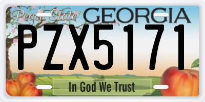 GA license plate PZX5171