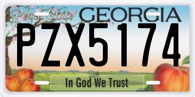 GA license plate PZX5174