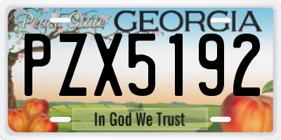 GA license plate PZX5192