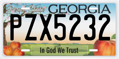 GA license plate PZX5232