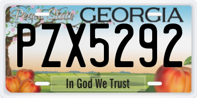 GA license plate PZX5292