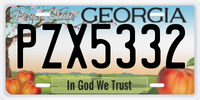 GA license plate PZX5332